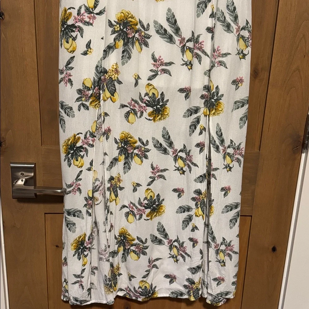 Rue 21 tie front lemon maxi dress 🍋 Womens XL 2 slit front Resort vacation Beach - Picture 6 of 15